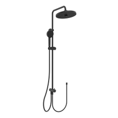 Immagine di Ideal Standard CERAFLOW T25+ colonna doccia con deviatore, soffione Ø 26 cm, supporto doccetta, doccetta Ø 10 cm e flessibile, colore nero seta finitura opaco BD747XG