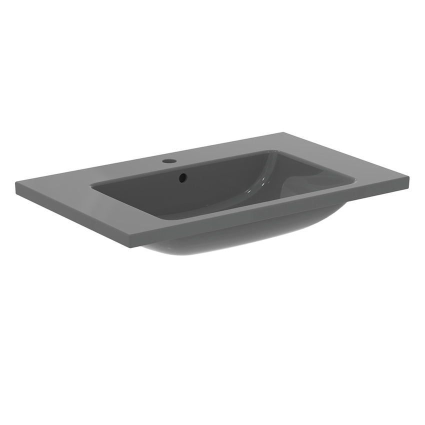 Immagine di Ideal Standard I.LIFE B lavabo top L.81 cm, monoforo, con troppopieno, colore grigio finitura lucido T460458