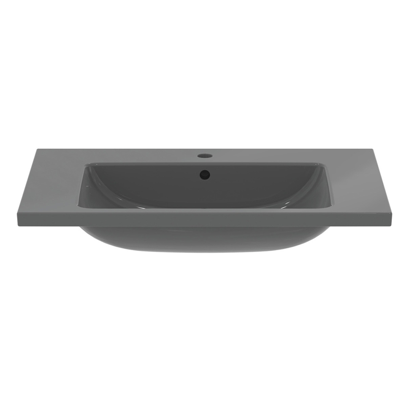 Immagine di Ideal Standard I.LIFE B lavabo top L.81 cm, monoforo, con troppopieno, colore grigio finitura lucido T460458