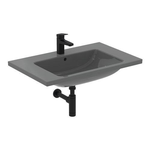 Immagine di Ideal Standard I.LIFE B lavabo top L.81 cm, monoforo, con troppopieno, colore grigio finitura lucido T460458