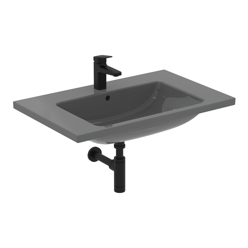 Immagine di Ideal Standard I.LIFE B lavabo top L.81 cm, monoforo, con troppopieno, colore grigio finitura lucido T460458