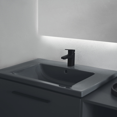 Immagine di Ideal Standard I.LIFE B lavabo top L.81 cm, monoforo, con troppopieno, colore grigio finitura lucido T460458