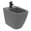 Immagine di Ideal Standard I.LIFE B set sanitari a terra, vaso filo parete senza brida, con sedile avvolgente a discesa rallentata, bidet monoforo con troppopieno, colore grigio finitura lucido T461658+T500358+T461758