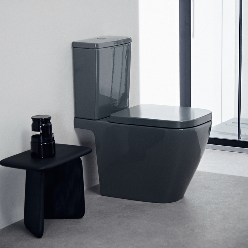 Immagine di Ideal Standard I.LIFE cassetta con batteria double flush per vaso a terra, colore grigio finitura lucido T472358