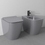Immagine di Ideal Standard I.LIFE B set sanitari a terra, vaso filo parete senza brida, con sedile avvolgente a discesa rallentata, bidet monoforo con troppopieno, colore grigio finitura lucido T461658+T500358+T461758