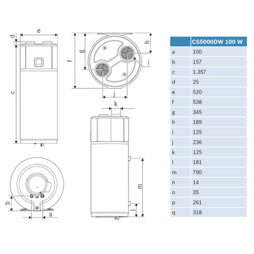 Immagine di Bosch Compress CS000DW 100 W Scalda acqua in pompa di calore monoblocco aria-acqua per produzione ACS 7738340431