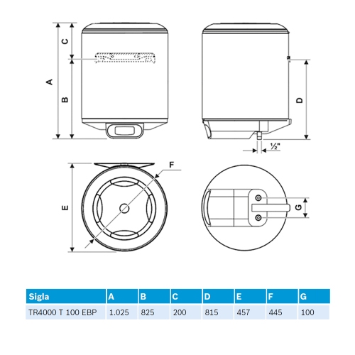Immagine di Bosch Tronic TR4000T 100 EBP Scaldacqua murale elettrico per la produzione di ACS, capacità 100 litri 7736506567