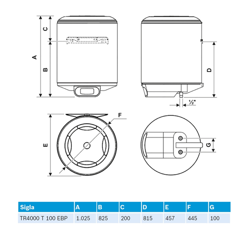 Immagine di Bosch Tronic TR4000T 100 EBP Scaldacqua murale elettrico per la produzione di ACS, capacità 100 litri 7736506567