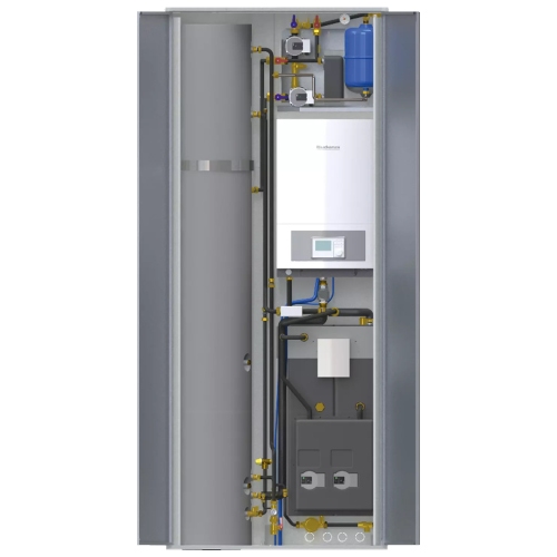 Immagine di Bosch Telaio in lamiera PRE zincata spessore 10/10 mm, pianale e cielo 15/10 mm, due ante frontali, sinistra fissa, destra due serrature, predisposto per alloggiamento pompa di calore e componenti idraulici ed elettrici 7738602510