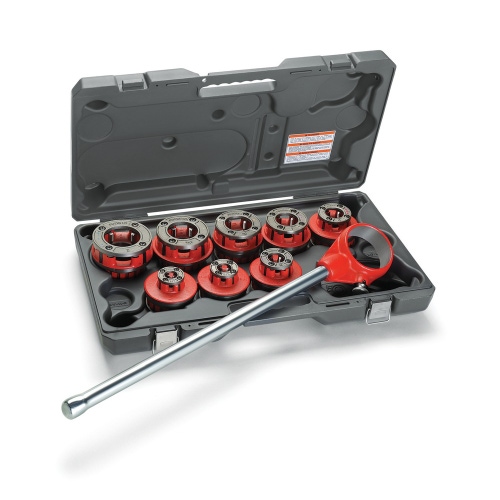 Immagine di Ridgid Set di filiere a cricco 3/8 - 1 1/4", comprese di teste portapettini, cricco, impugnatura del cricco e pettini in lega 13073