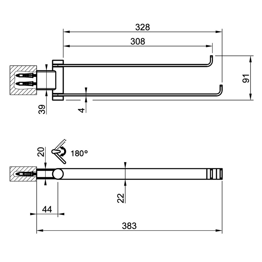 Immagine di Gessi EMPORIO ACCESSORI porta salviette doppio, orientabile, finitura cromo 63617#031