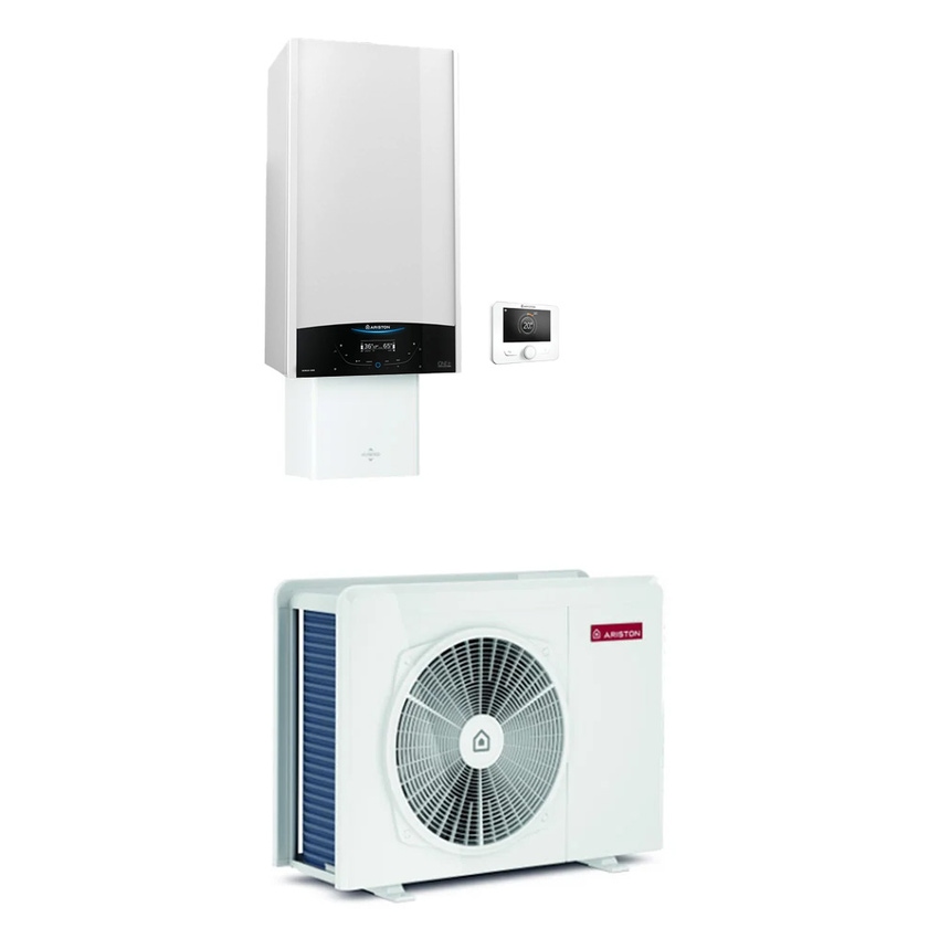 Immagine di Ariston GENUS ONE+ HYBRID 35/50 NET R32 Sistema ibrido composto da pompa di calore integrata con caldaia a condensazione con connettività integrata e Sensys HD per riscaldamento, raffrescamento e produzione istantanea di ACS 3302591