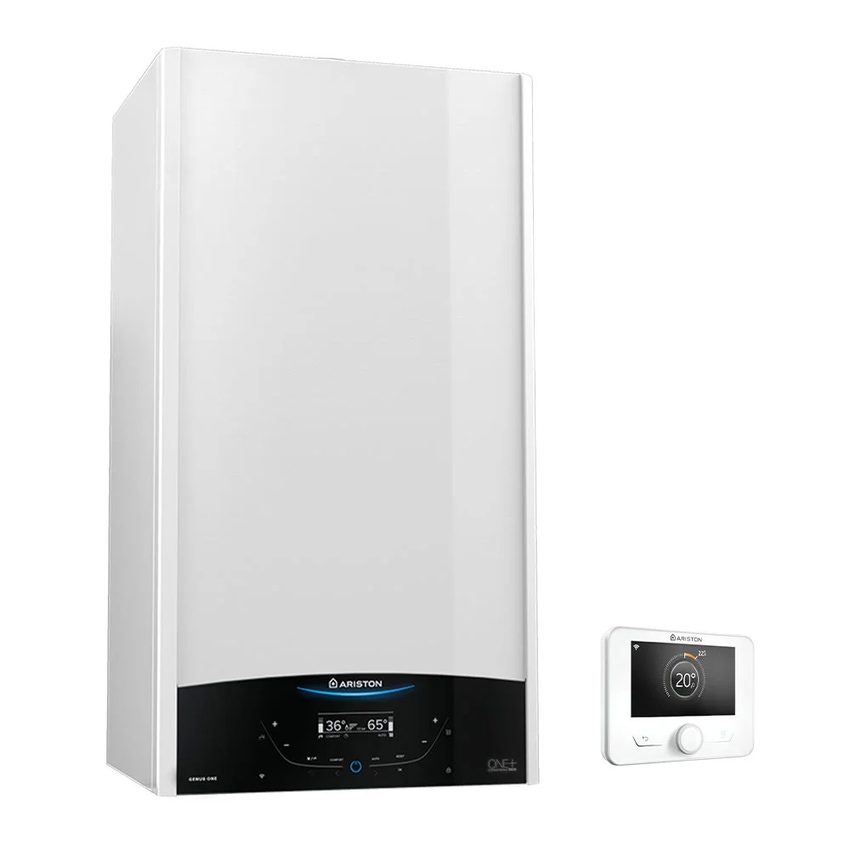 Immagine di Ariston GENUS ONE+ HYBRID 24/120 NET R32 Sistema ibrido composto da pompa di calore integrata con caldaia a condensazione con connettività integrata e Sensys HD per riscaldamento, raffrescamento e produzione istantanea di ACS 3302611