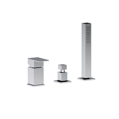 Immagine di Bellosta B-DUE miscelatore per bordo vasca, senza bocca, con deviatore, flessibile 150 cm e doccetta monogetto, senza scarico, finitura cromo 01-7901/20/AL