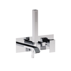 Immagine di Bellosta B-DUE miscelatore ad incasso per vasca, con deviatore, flessibile 150 cm e doccetta monogetto, senza corpo incasso, finitura cromo 01-7900/2/PL/E