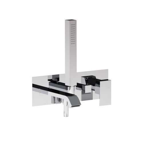 Immagine di Bellosta B-DUE miscelatore ad incasso per vasca, con deviatore, flessibile 150 cm e doccetta monogetto, senza corpo incasso, finitura cromo 01-7900/2/PL/E