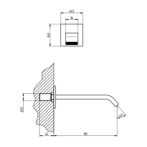 Immagine di Bellosta B-DUE bocca vasca P.19 cm, a parete, finitura cromo 01-7903