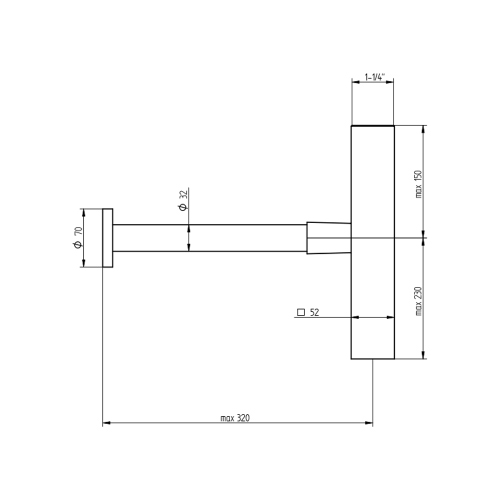 Immagine di Bellosta Sifone quadro per lavabo, attacco 1"1/4, finitura cromo 01-6533