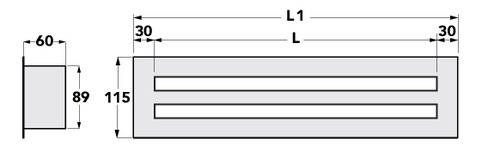 Immagine di Tecnosystemi Diffusore lineare con serranda, 2 feritoie in alluminio verniciato bianco L 100cm  PWC300021