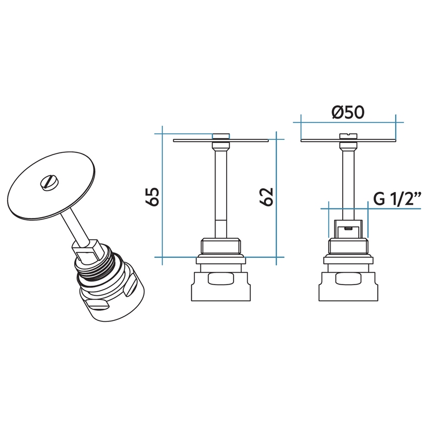 Immagine di Irsap deviatore di flusso per radiatori Tesi con tappi montati da 1/2" ASIDEV05