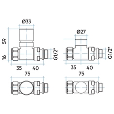 Immagine di Irsap kit valvola detentore dritto, con pre regolazione, termostatizzabile, attacco rame/multistrato 1/2", colore acciaio finitura satinato Cod.AS VALKITDIRCUAS