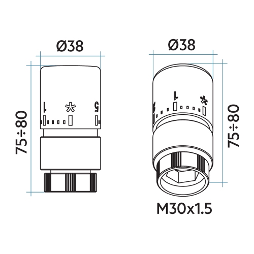 Immagine di Irsap testa termostatica a liquido, colore bianco standard finitura lucido TESTELIQ301