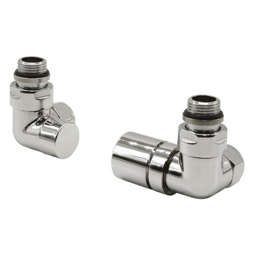 Immagine di Irsap kit valvola SALVASPAZIO destra e detentore sinistro a squadro, termostatizzabile con pre regolazione, attacco rame/multistrato 1/2", finitura cromo VALKITSALVCU50