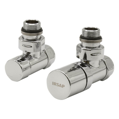 Immagine di Irsap kit valvola detentore a squadro, con pre regolazione, termostatizzabile, attacco rame/multistrato 1/2", finitura cromo VALKITSQUCU50