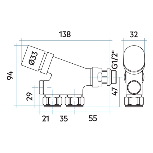 Immagine di Irsap kit valvola, monotubo, termostatizzabile dritta da 1/2", finitura cromo VALMONDIR50