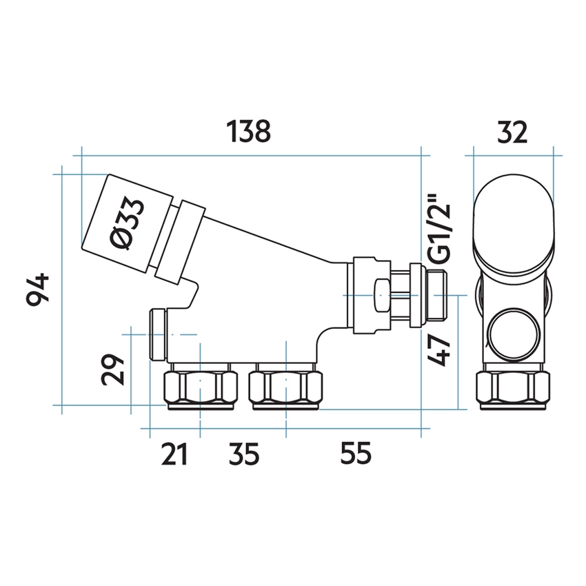 Immagine di Irsap kit valvola, monotubo, termostatizzabile dritta da 1/2", finitura cromo VALMONDIR50