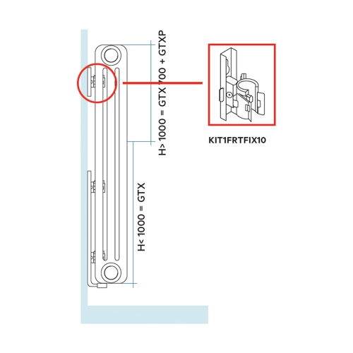 Immagine di Irsap sistema di fissaggio a parete per TESI, una mensola H. da 110 a 250 cm KIT1FRTH100001 -KIT1FRTFIX10