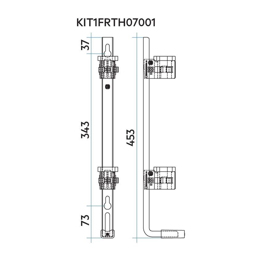 Immagine di Irsap sistema di fissaggio a parete per Tesi,  una mensola H.da 100 a 150 cm KIT1FRTH070001-KIT1FRTFIX10