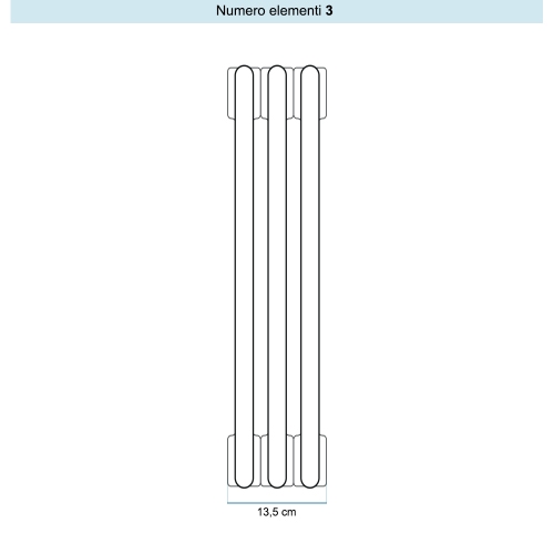 Immagine di Irsap TESI 3 Radiatore 3 elementi H.206,5 L.13,5 P.10,1 cm, colore bianco standard finitura lucido Cod.01 (senza tappi) RT320650301IRNON01