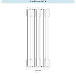 Immagine di Irsap TESI 3 Radiatore 5 elementi H.88,5 L.22,5 P.10,1 cm, colore grigio manhattan finitura lucido Cod.03 (con tappi) RT308850503IR02N01