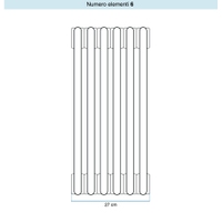 Immagine di Irsap TESI 3 Radiatore 6 elementi H.75 L.27 P.10,1 cm, colore grigio medio finitura ruvido Cod.4D (con tappi) RT30750064DIR02N01