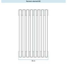Immagine di Irsap TESI 3 Radiatore 8 elementi H.50 L.36 P.10,1 cm, colore bianco standard finitura lucido Cod.01 (senza tappi) RT305000801IRNON02