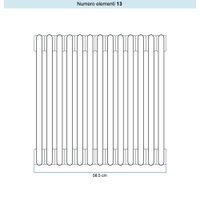 Immagine di Irsap TESI 3 Radiatore 13 elementi H.68,5 L.58,5 P.10,1 cm, colore bianco perla finitura ruvido Cod.16 (con tappi) RT306851316IR02N01