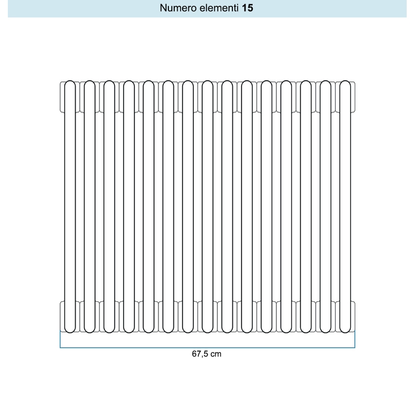 Immagine di Irsap TESI 3 Radiatore 15 elementi H.79,5 L.67,5 P.10,1 cm, colore bianco standard finitura lucido Cod.01 (senza tappi) RT307951501IRNON01