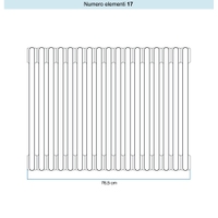 Immagine di Irsap TESI 3 Radiatore 17 elementi H.75 L.76,5 P.10,1 cm, colore bianco standard finitura lucido Cod.01 (senza tappi) RT307501701IRNON01