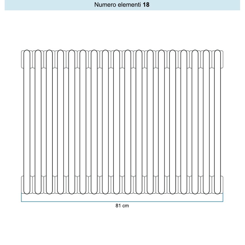 Immagine di Irsap TESI 3 Radiatore 18 elementi H.59,5 L.81 P.10,1 cm, colore bianco standard finitura lucido Cod.01 (senza tappi) RT305951801IRNON01