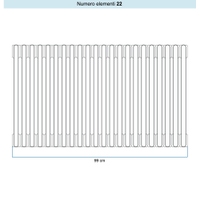 Immagine di Irsap TESI 3 Radiatore 22 elementi H.30 L.99 P.10,1 cm, colore bianco standard finitura lucido Cod.01 (senza tappi) RT303002201IRNON02