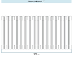 Immagine di Irsap TESI 3 Radiatore 27 elementi H.60 L.121,5 P.10,1 cm, colore bianco standard finitura lucido Cod.01 (senza tappi) RT306002701IRNON02