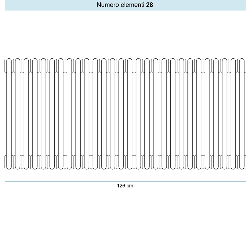 Immagine di Irsap TESI 3 Radiatore 28 elementi H.100 L.126 P.10,1 cm, colore bianco standard finitura lucido Cod.01 (senza tappi) RT310002801IRNON01