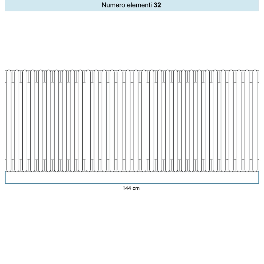 Immagine di Irsap TESI 3 Radiatore 32 elementi H.93,5 L.144 P.10,1 cm, colore bianco standard finitura lucido Cod.01 (senza tappi) RT309353201IRNON01