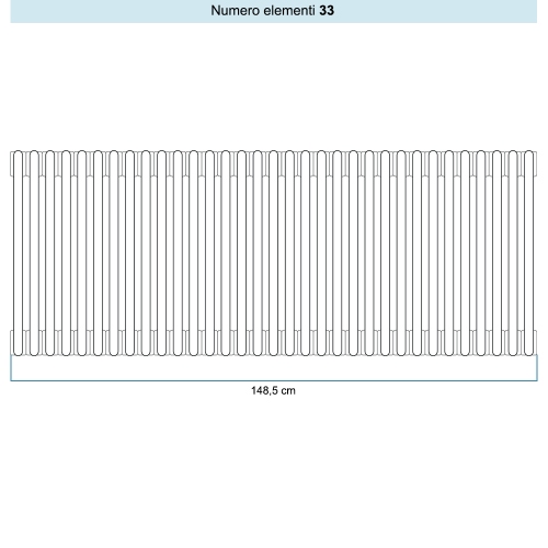 Immagine di Irsap TESI 3 Radiatore 33 elementi H.93,5 L.148,5 P.10,1 cm, colore bianco standard finitura lucido Cod.01 (senza tappi) RT309353301IRNON01