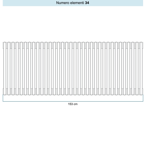 Immagine di Irsap TESI 3 Radiatore 34 elementi H.93,5 L.153 P.10,1 cm, colore bianco standard finitura lucido Cod.01 (senza tappi) RT309353401IRNON01