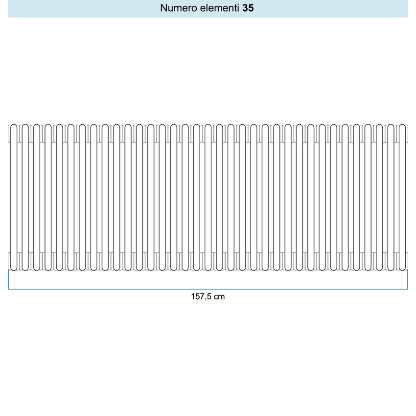 Immagine di Irsap TESI 3 Radiatore 35 elementi H.79,5 L.157,5 P.10,1 cm, colore bianco standard finitura lucido Cod.01 (senza tappi) RT307953501IRNON01