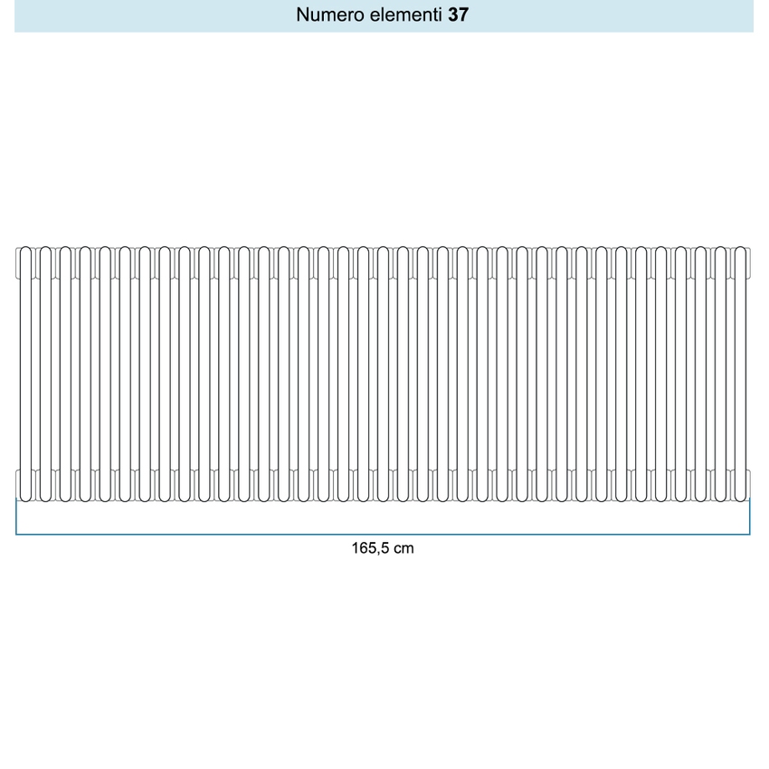 Immagine di Irsap TESI 3 Radiatore 37 elementi H.93,5 L.166,5 P.10,1 cm, colore bianco standard finitura lucido Cod.01 (senza tappi) RT309353701IRNON01
