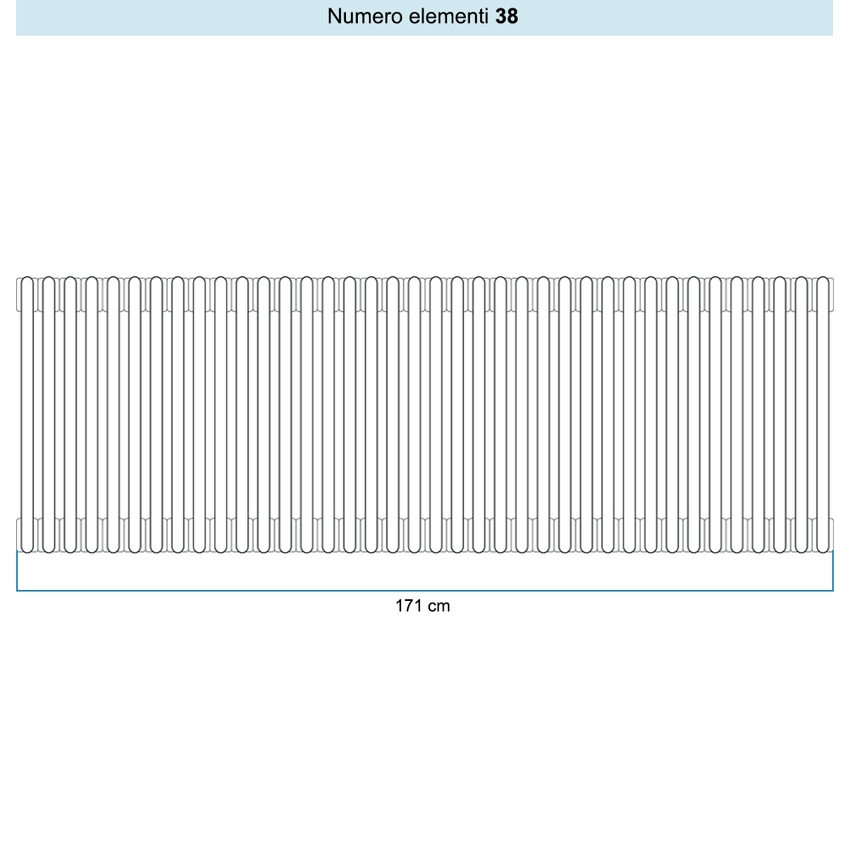 Immagine di Irsap TESI 3 Radiatore 38 elementi H.20 L.171 P.10,1 cm, colore bianco standard finitura lucido Cod.01 (senza tappi) RT302003801IRNON01