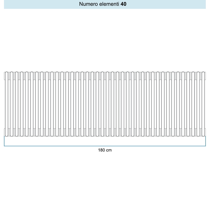 Immagine di Irsap TESI 3 Radiatore 40 elementi H.79,5 L.180 P.10,1 cm, colore bianco standard finitura lucido Cod.01 (senza tappi) RT307954001IRNON01
